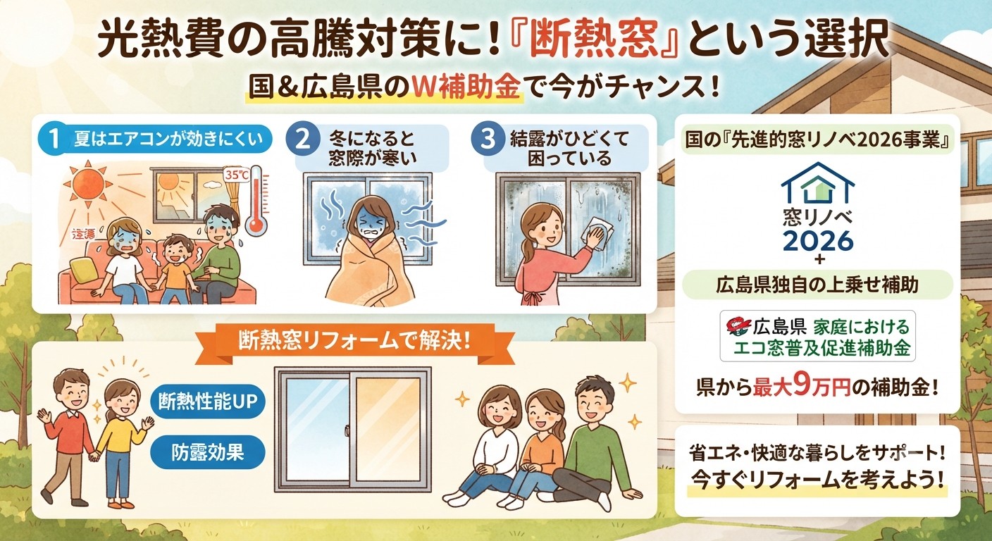 窓リフォームがお得！国の補助金＋県の上乗せ補助で最大9万円追加支援